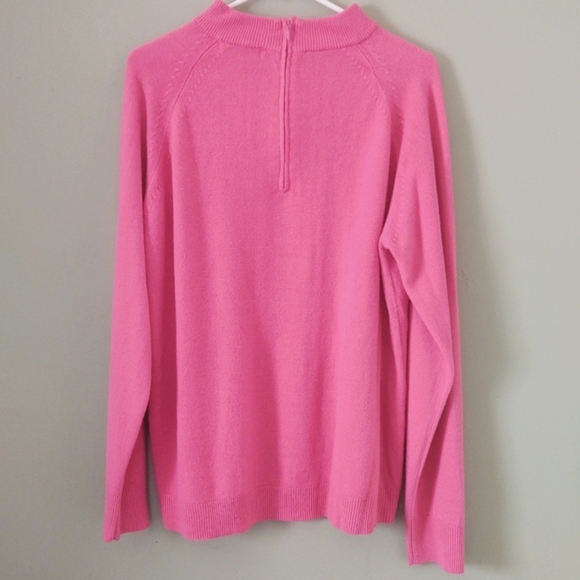 STEPHANIE ROGERS PLUS Bright Pink Mock Turtleneck Acrylic Sweater Size 1X - Picture 2 of 12